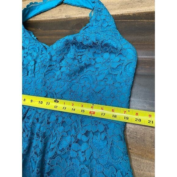 David's Bridal Malibu Blue Lace Halter Short Dress Wedding Guest Size 18 - Picture 9 of 9